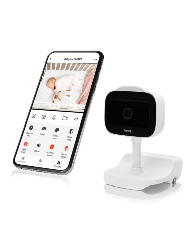 BN-LOC-BABYLINE_GO,Video monitor, Lionelo, Babyline Go, Cu aplicatia dedicata Lionelo Smart, Mod de noapte 8m, Cu functie de ilu