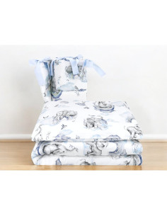 BN-6426972026352,Lenjerie patut 3 piese, Qmini, Pentru patut 120x60 cm, Cu protectie laterala, Din bumbac certificat Oeko Tex St 2