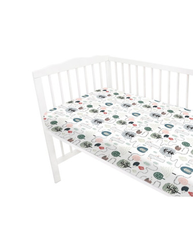 BN-6426972026369,Cearceaf cu elastic, Qmini, Pentru patut 140X70 cm, Din bumbac certificat Oeko Tex Standard 100, Hedgehog