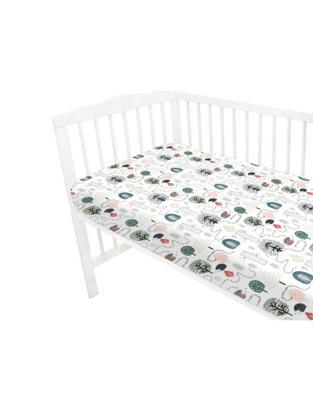 BN-6426972026369,Cearceaf cu elastic, Qmini, Pentru patut 140X70 cm, Din bumbac certificat Oeko Tex Standard 100, Hedgehog