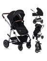 BN-LO-AMBER_2IN1_BLACK_SILVER,Carucior 2 in 1, Lionelo, Amber, Cadru aluminiu, Cu landou intarit si salteluta moale, Reversibil,