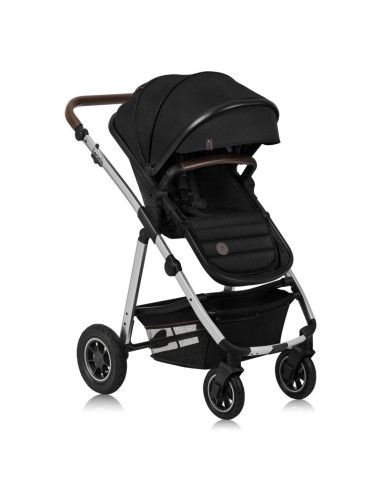 BN-LO-AMBER_2IN1_BLACK_SILVER,Carucior 2 in 1, Lionelo, Amber, Cadru aluminiu, Cu landou intarit si salteluta moale, Reversibil,