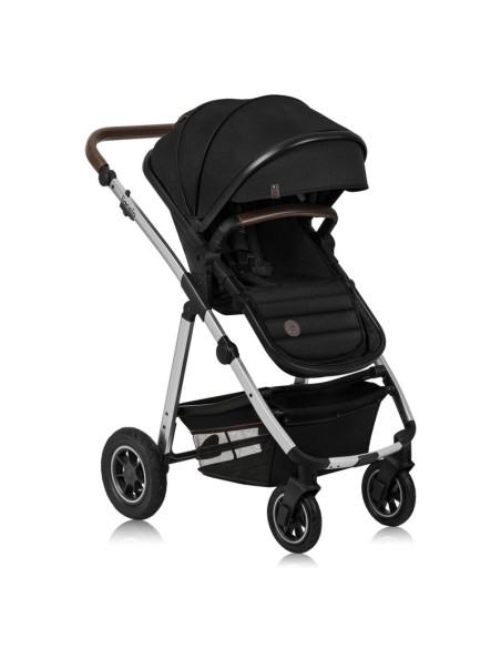 BN-LO-AMBER_2IN1_BLACK_SILVER,Carucior 2 in 1, Lionelo, Amber, Cadru aluminiu, Cu landou intarit si salteluta moale, Reversibil,