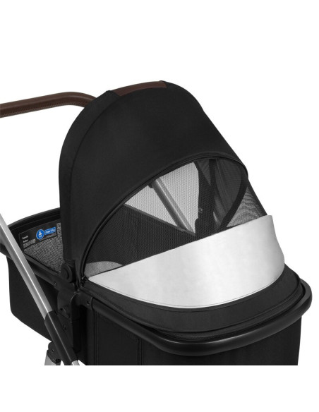 BN-LO-AMBER_2IN1_BLACK_SILVER,Carucior 2 in 1, Lionelo, Amber, Cadru aluminiu, Cu landou intarit si salteluta moale, Reversibil,
