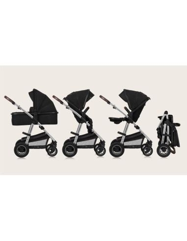 BN-LO-AMBER_2IN1_BLACK_SILVER,Carucior 2 in 1, Lionelo, Amber, Cadru aluminiu, Cu landou intarit si salteluta moale, Reversibil,