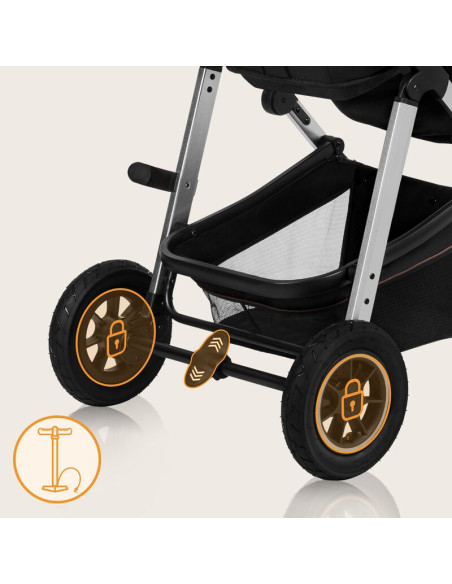 BN-LO-AMBER_2IN1_BLACK_SILVER,Carucior 2 in 1, Lionelo, Amber, Cadru aluminiu, Cu landou intarit si salteluta moale, Reversibil,