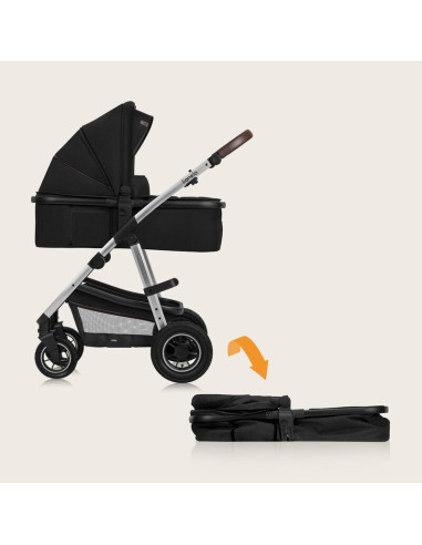 BN-LO-AMBER_2IN1_BLACK_SILVER,Carucior 2 in 1, Lionelo, Amber, Cadru aluminiu, Cu landou intarit si salteluta moale, Reversibil,