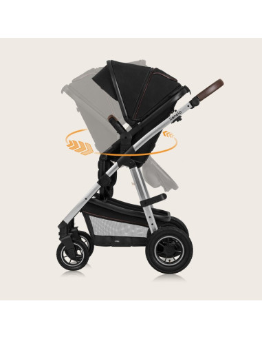 BN-LO-AMBER_2IN1_BLACK_SILVER,Carucior 2 in 1, Lionelo, Amber, Cadru aluminiu, Cu landou intarit si salteluta moale, Reversibil,