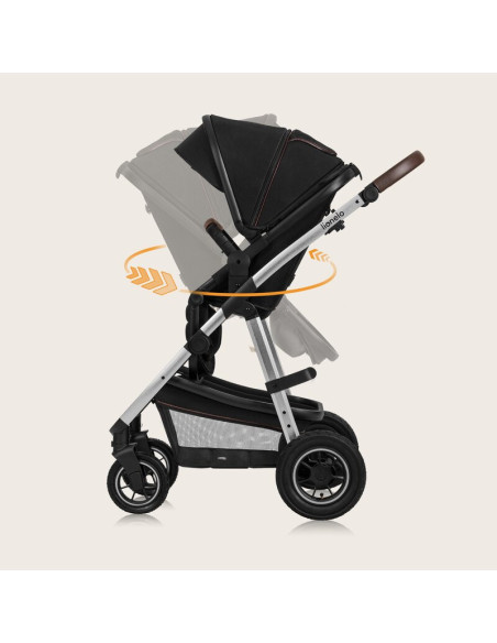 BN-LO-AMBER_2IN1_BLACK_SILVER,Carucior 2 in 1, Lionelo, Amber, Cadru aluminiu, Cu landou intarit si salteluta moale, Reversibil,