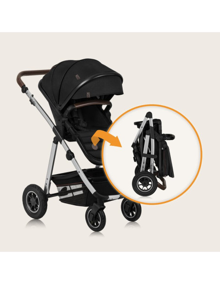 BN-LO-AMBER_2IN1_BLACK_SILVER,Carucior 2 in 1, Lionelo, Amber, Cadru aluminiu, Cu landou intarit si salteluta moale, Reversibil,