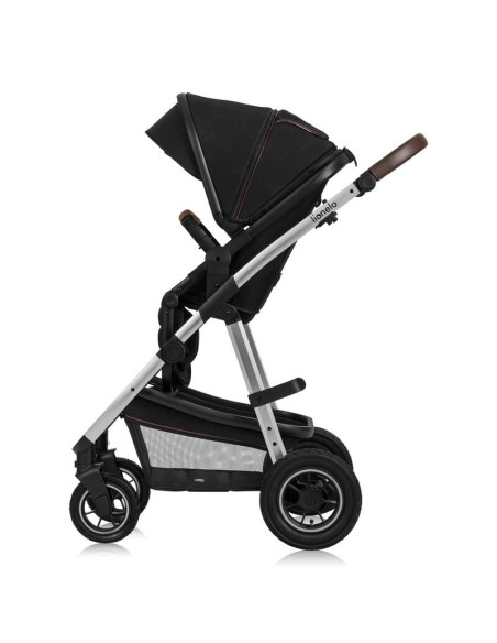 BN-LO-AMBER_3IN1_BLACK_SILVER,Carucior 3 in 1, Lionelo, Amber, Cadru aluminiu, Cu landou intarit si salteluta moale, Scoica auto