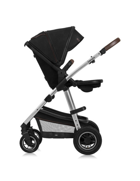 BN-LO-AMBER_3IN1_BLACK_SILVER,Carucior 3 in 1, Lionelo, Amber, Cadru aluminiu, Cu landou intarit si salteluta moale, Scoica auto