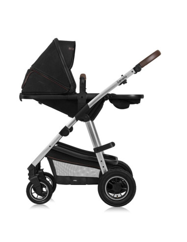 BN-LO-AMBER_3IN1_BLACK_SILVER,Carucior 3 in 1, Lionelo, Amber, Cadru aluminiu, Cu landou intarit si salteluta moale, Scoica auto