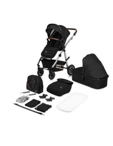 BN-LO-AMBER_3IN1_BLACK_SILVER,Carucior 3 in 1, Lionelo, Amber, Cadru aluminiu, Cu landou intarit si salteluta moale, Scoica auto