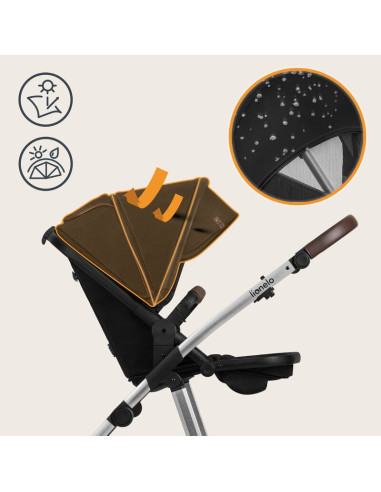 BN-LO-AMBER_3IN1_BLACK_SILVER,Carucior 3 in 1, Lionelo, Amber, Cadru aluminiu, Cu landou intarit si salteluta moale, Scoica auto