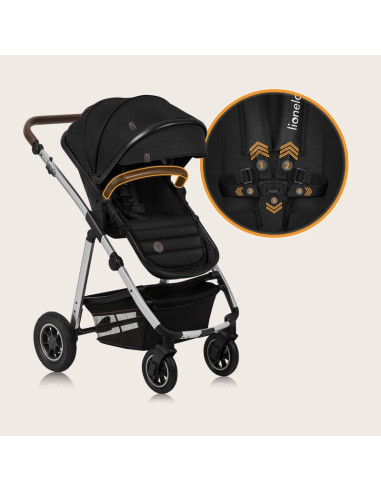 BN-LO-AMBER_3IN1_BLACK_SILVER,Carucior 3 in 1, Lionelo, Amber, Cadru aluminiu, Cu landou intarit si salteluta moale, Scoica auto