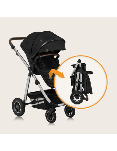 BN-LO-AMBER_3IN1_BLACK_SILVER,Carucior 3 in 1, Lionelo, Amber, Cadru aluminiu, Cu landou intarit si salteluta moale, Scoica auto
