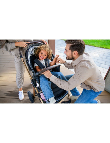 BN-LO-AMBER_3IN1_BLACK_SILVER,Carucior 3 in 1, Lionelo, Amber, Cadru aluminiu, Cu landou intarit si salteluta moale, Scoica auto