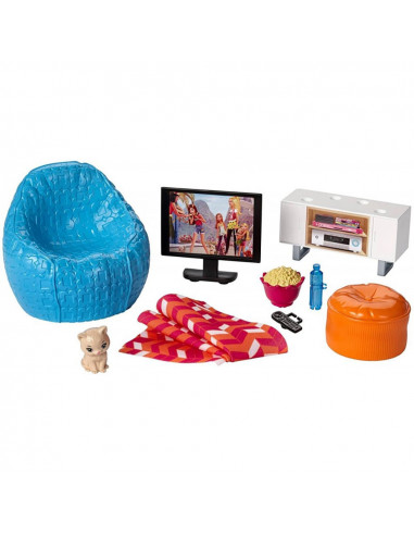 Set Barbie by Mattel Estate Movie Night cu accesorii