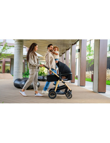 BN-LO-AMBER_3IN1_BLACK_SILVER,Carucior 3 in 1, Lionelo, Amber, Cadru aluminiu, Cu landou intarit si salteluta moale, Scoica auto