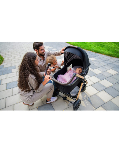 BN-LO-AMBER_3IN1_BLACK_SILVER,Carucior 3 in 1, Lionelo, Amber, Cadru aluminiu, Cu landou intarit si salteluta moale, Scoica auto