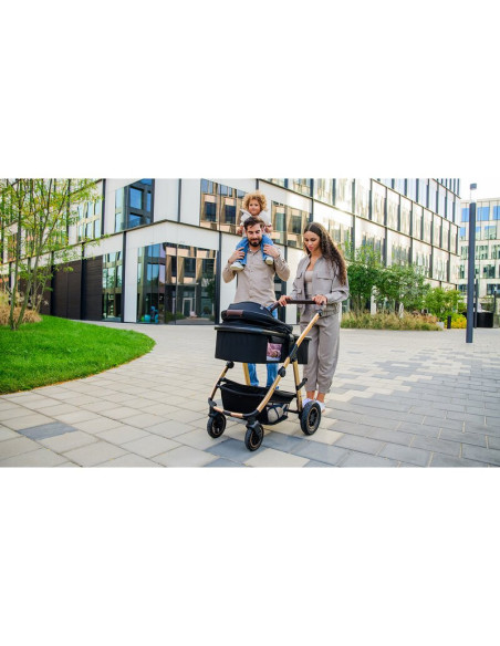 BN-LO-AMBER_3IN1_BLACK_SILVER,Carucior 3 in 1, Lionelo, Amber, Cadru aluminiu, Cu landou intarit si salteluta moale, Scoica auto