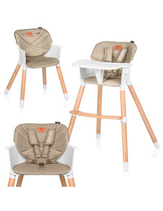 BN-LO-KOEN_BEIGE_SAND,Scaun de masa, Lionelo, Koen, Din fag, 2 in 1, Transformabil, Sustine 30 kg, 6 luni+, Conform cu standardu 2