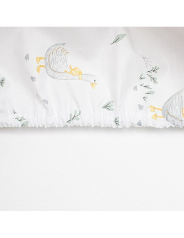 BN-56524,Cearceaf cu elastic, New Baby, Pentru landou, Din Bumbac certificat Oeko-Tex 100, 35 x 75 cm, 0 luni+, Goose