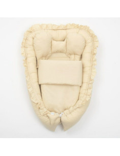 BN-51630,Cosulet bebelus, New Baby, Pentru dormit, Baby Nest 70 x 50 cm, Din bumbac, Include perna si patura, Sand