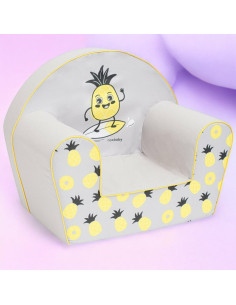 BN-52574,Fotoliu din burete, New Baby, Pentru copii, 42x53, Din spuma, Cu husa din bumbac, 9 luni - 5 ani, Pineapple 2