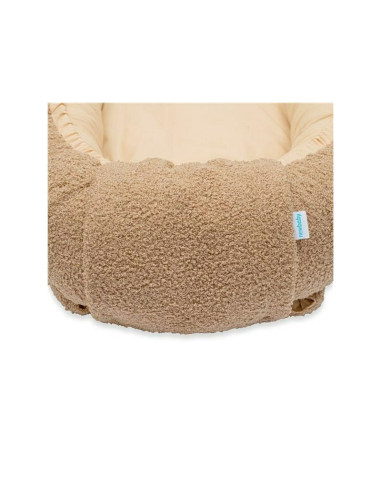BN-55629,Cosulet bebelus, New Baby, Pentru dormit, Baby Nest, 80x50 cm, Din bumbac 100%, Tesatura teddy, 0 luni+, Dark Beige
