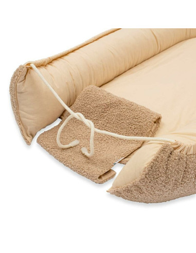 BN-55629,Cosulet bebelus, New Baby, Pentru dormit, Baby Nest, 80x50 cm, Din bumbac 100%, Tesatura teddy, 0 luni+, Dark Beige