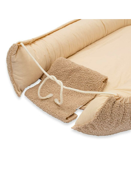 BN-55629,Cosulet bebelus, New Baby, Pentru dormit, Baby Nest, 80x50 cm, Din bumbac 100%, Tesatura teddy, 0 luni+, Dark Beige