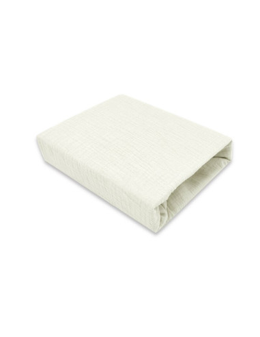 BN-6426972026406,Cearceaf cu elastic, MimiNu, Pentru patut 120X60 cm, Din muselina bumbac certificat Oeko Tex Standard 100, Crea