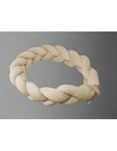 BN-6426972026420,Protectie laterala, MimiNu, Pentru patut, Tip Bumper impletit, Din catifea, 220x23 cm, Nougat
