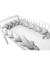 BN-6426972026437,Protectie laterala, MimiNu, Pentru patut, Tip Bumper impletit, Din catifea, 220x23 cm, Grey