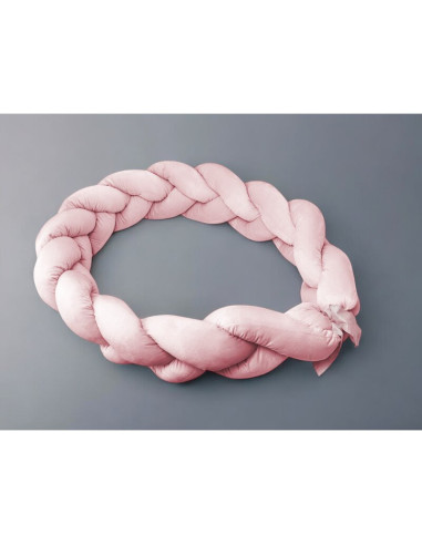 BN-6426972026444,Protectie laterala, MimiNu, Pentru patut, Tip Bumper impletit, Din catifea, 220x23 cm, Raspberry