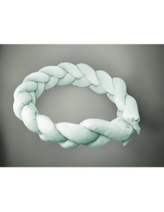 BN-6426972026468,Protectie laterala, MimiNu, Pentru patut, Tip Bumper impletit, Din catifea, 220x23 cm, Cold Mint 2