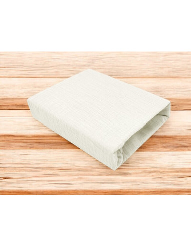 BN-6426972026475,Cearceaf cu elastic, MimiNu, Pentru patut 140X70 cm, Din muselina bumbac certificat Oeko Tex Standard 100, Crea