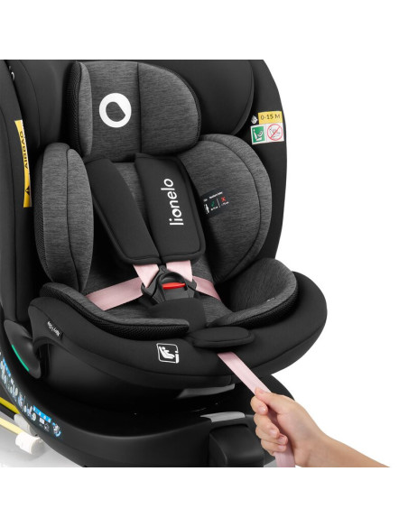 BN-LO-NAVY_I-SIZE_BLACK_PINK,Scaun auto, Lionelo, i-Size Navy, 0-36 Kg, 40-150 cm, Cu isofix si picior de fixare, Protectie late