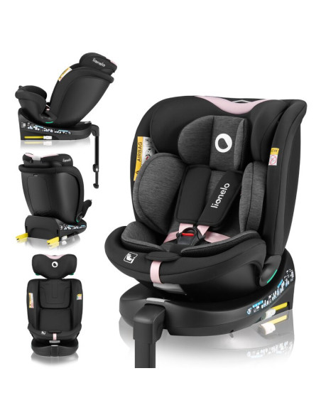 BN-LO-NAVY_I-SIZE_BLACK_PINK,Scaun auto, Lionelo, i-Size Navy, 0-36 Kg, 40-150 cm, Cu isofix si picior de fixare, Protectie late