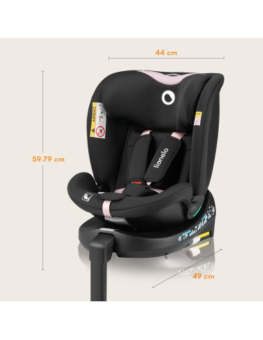 BN-LO-NAVY_I-SIZE_BLACK_PINK,Scaun auto, Lionelo, i-Size Navy, 0-36 Kg, 40-150 cm, Cu isofix si picior de fixare, Protectie late