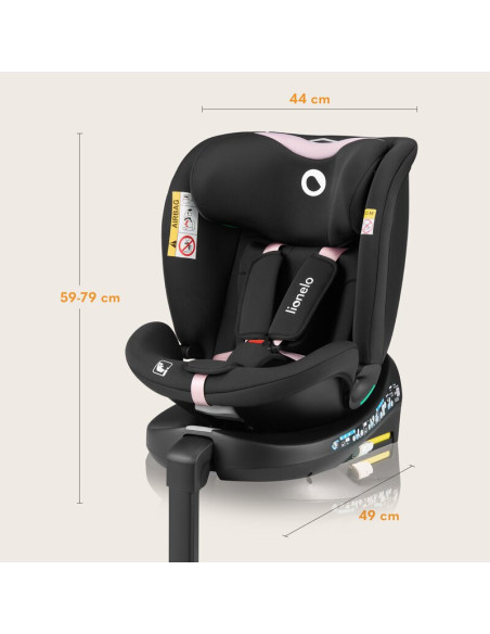 BN-LO-NAVY_I-SIZE_BLACK_PINK,Scaun auto, Lionelo, i-Size Navy, 0-36 Kg, 40-150 cm, Cu isofix si picior de fixare, Protectie late
