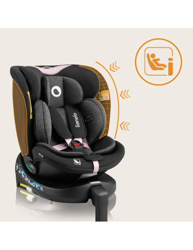BN-LO-NAVY_I-SIZE_BLACK_PINK,Scaun auto, Lionelo, i-Size Navy, 0-36 Kg, 40-150 cm, Cu isofix si picior de fixare, Protectie late