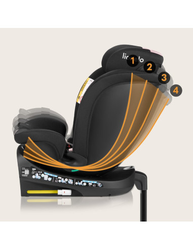 BN-LO-NAVY_I-SIZE_BLACK_PINK,Scaun auto, Lionelo, i-Size Navy, 0-36 Kg, 40-150 cm, Cu isofix si picior de fixare, Protectie late