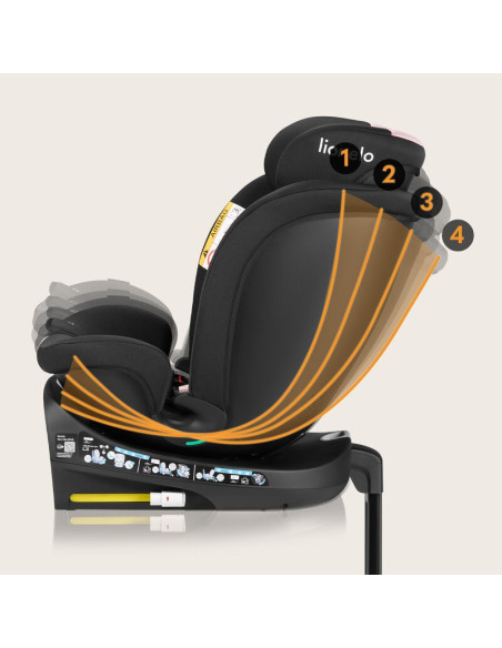 BN-LO-NAVY_I-SIZE_BLACK_PINK,Scaun auto, Lionelo, i-Size Navy, 0-36 Kg, 40-150 cm, Cu isofix si picior de fixare, Protectie late