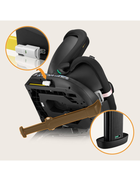 BN-LO-NAVY_I-SIZE_BLACK_PINK,Scaun auto, Lionelo, i-Size Navy, 0-36 Kg, 40-150 cm, Cu isofix si picior de fixare, Protectie late