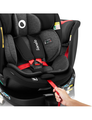 BN-LO-NAVY_I-SIZE_BLACK_RED,Scaun auto, Lionelo, i-Size Navy, 0-36 Kg, 40-150 cm, Cu isofix si picior de fixare, Protectie later