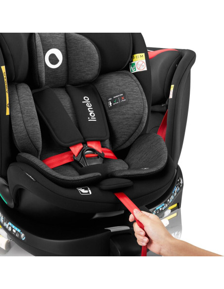 BN-LO-NAVY_I-SIZE_BLACK_RED,Scaun auto, Lionelo, i-Size Navy, 0-36 Kg, 40-150 cm, Cu isofix si picior de fixare, Protectie later