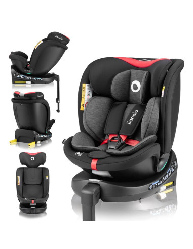 BN-LO-NAVY_I-SIZE_BLACK_RED,Scaun auto, Lionelo, i-Size Navy, 0-36 Kg, 40-150 cm, Cu isofix si picior de fixare, Protectie later